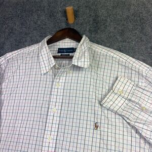 Ralph Lauren Button Down Mens 3XLT White Blue Pink Tattersall Classic Fit Shirt